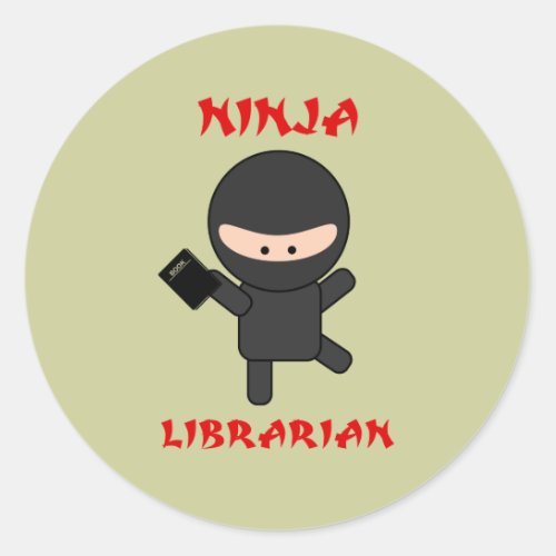 Ninja Librarian with Book Classic Round Sticker