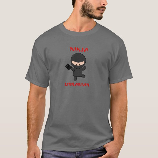 Ninja Librarian with Book T-Shirt (Front)