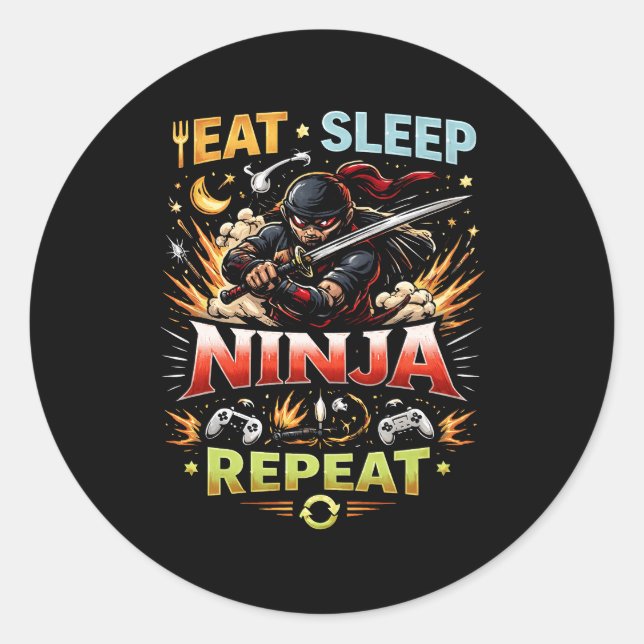 Ninja Life Loop Classic Round Sticker (Front)