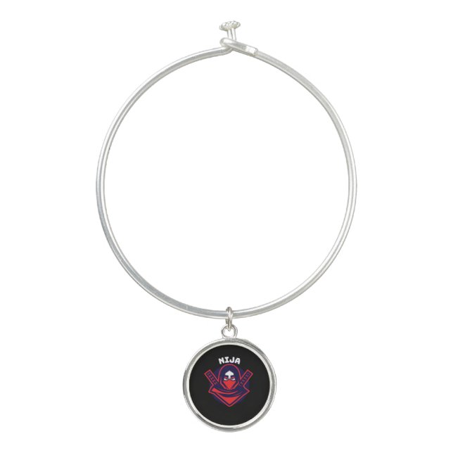 Ninja Logo – Bold Warrior Emblem Bangle Bracelet (Front)