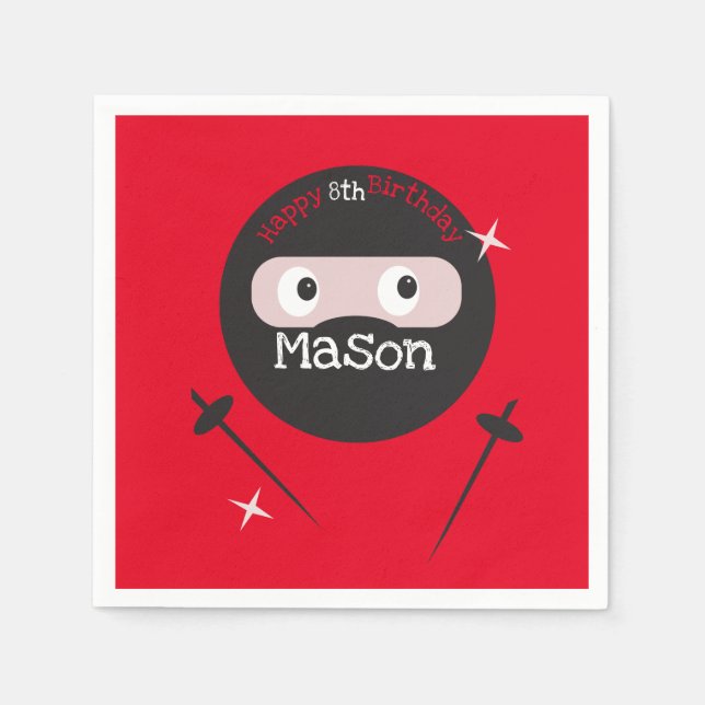 Ninja Martial Arts Karate Boys Birthday   Napkins (Front)