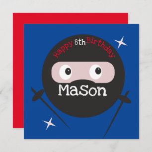 Ninja Martial Arts Karate Boys Birthday Red Blue Card