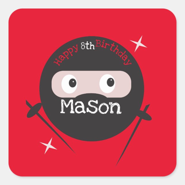 Ninja Martial Arts Karate Boys Birthday Square Sticker (Front)
