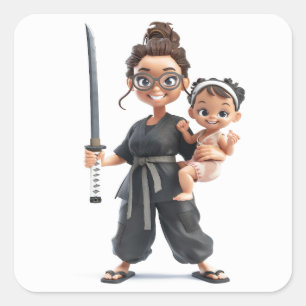 Ninja Mom Square Sticker