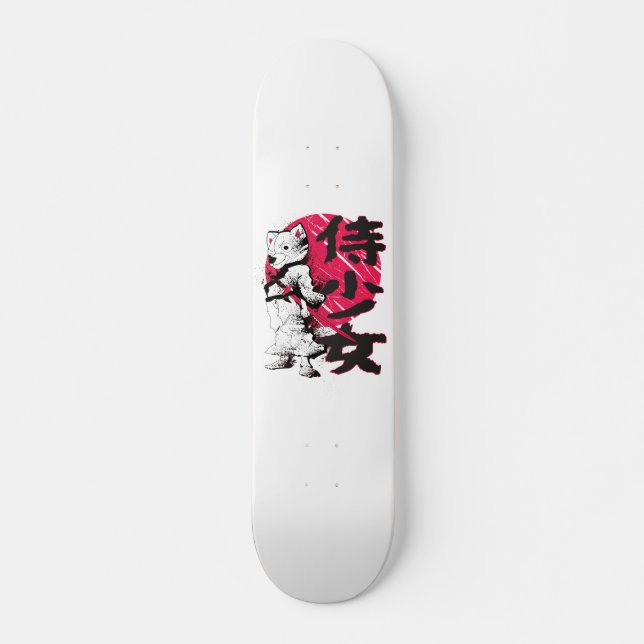 Ninja Mondlicht mit Katana Kunstwerk Kanji Skateboard (Front)