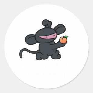 Ninja Monkey Steals the Peach Classic Round Sticker
