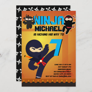 NINJA MOVIE STAR WARRIOR Boys Girls Cartoon Party Invitation