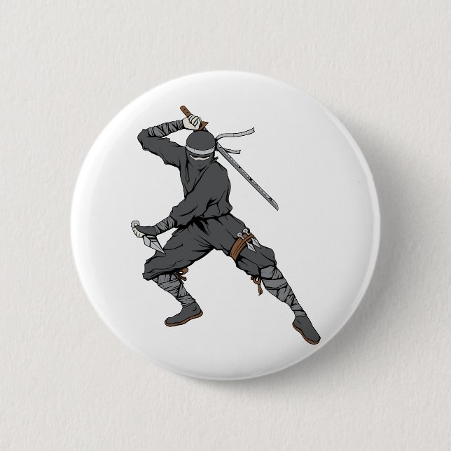 Ninja ~ Ninjas 2 Martial Arts Warrior Fantasy Art Pinback Button (Front)