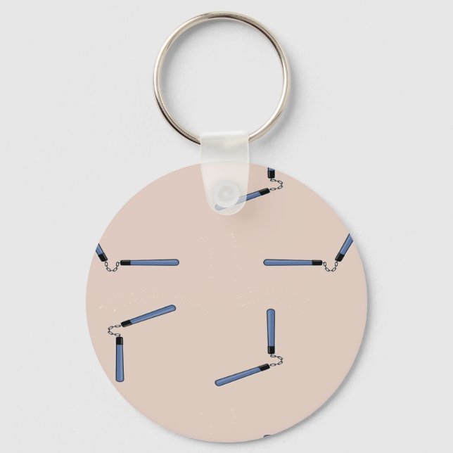 Ninja nunchaku on brown keychain (Front)