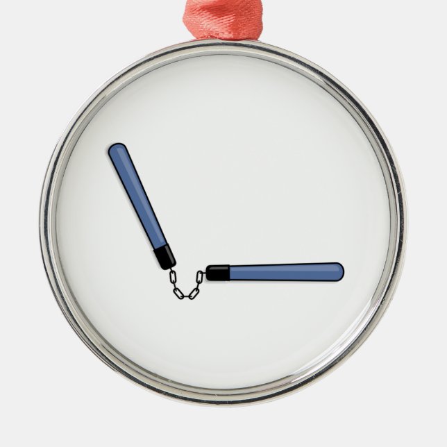 Ninja Nunchucks Metal Ornament (Front)