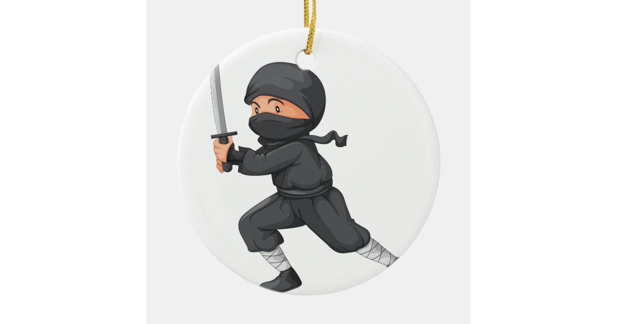 Ninja on white ceramic ornament | Zazzle