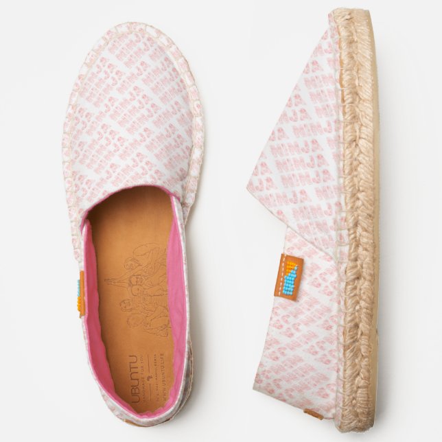 Ninja oriental stylish text art pattern in pink espadrilles (Side)