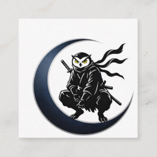 Ninja Owl Crescent Moon Minimalist Business Card