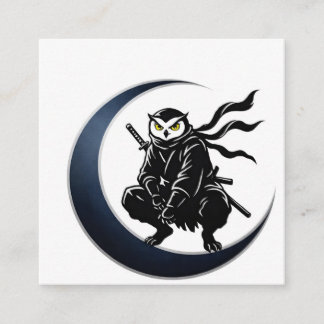 Ninja Owl Crescent Moon Minimalist Business Card