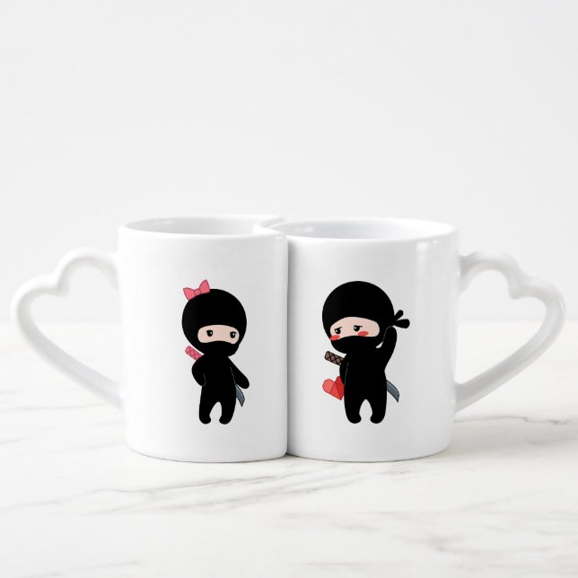 Ninja Pair, a Boy and a Girl Coffee Mug Set (Back Nesting)