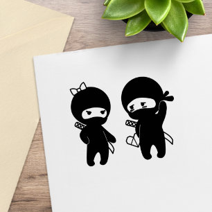 Ninja Pair, a Boy and a Girl Rubber Stamp