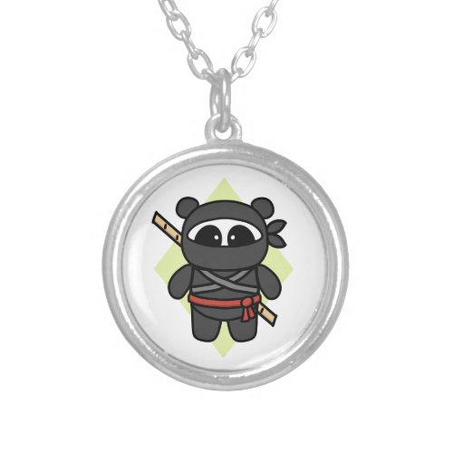 Ninja Panda by Amanda Roos Silver Plated Necklace