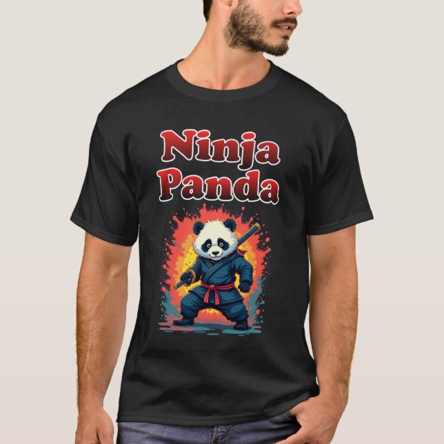 Ninja Panda T-Shirt Cute Samurai Style (Front)