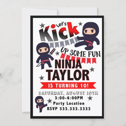 Ninja Party Invitation Ninja Birthday Invitation