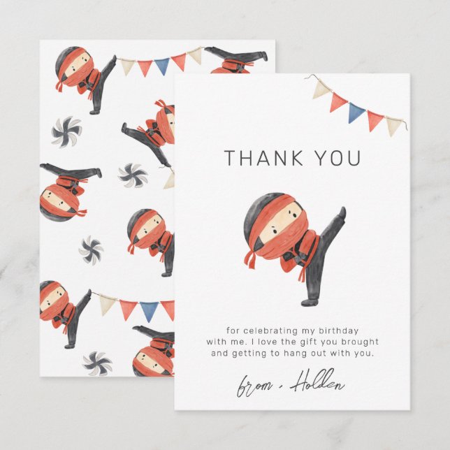 Ninja Party Thank You Card (Front/Back)
