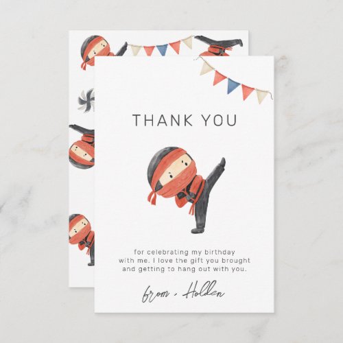 Ninja Party Thank You Card