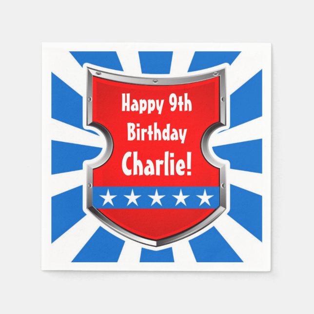 Ninja Patriotic Warrior Boys Kids Birthday Party Paper Napkins (Front)