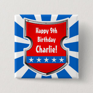 Ninja Patriotic Warrior Boys Kids Birthday Party Pinback Button