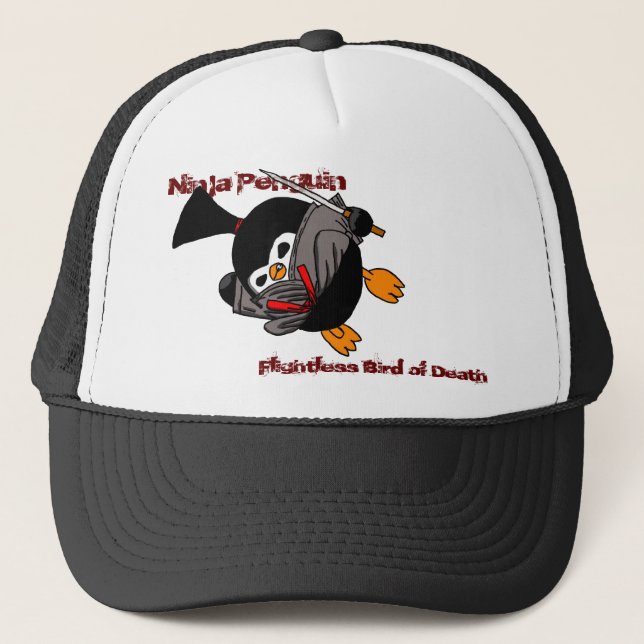 Ninja Penguin, Flightless Bird of Death Trucker Hat (Front)