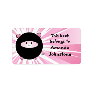 Ninja Pig on Pink Bookplate