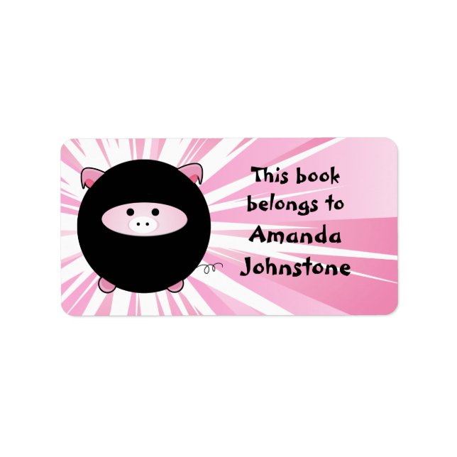 Ninja Pig on Pink Bookplate (Front)