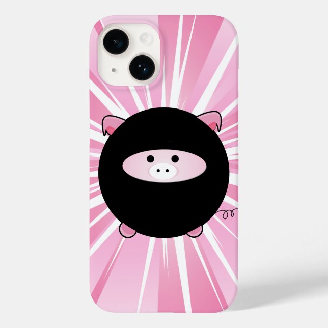 Ninja Pig on Pink Case-Mate iPhone Case (Back)