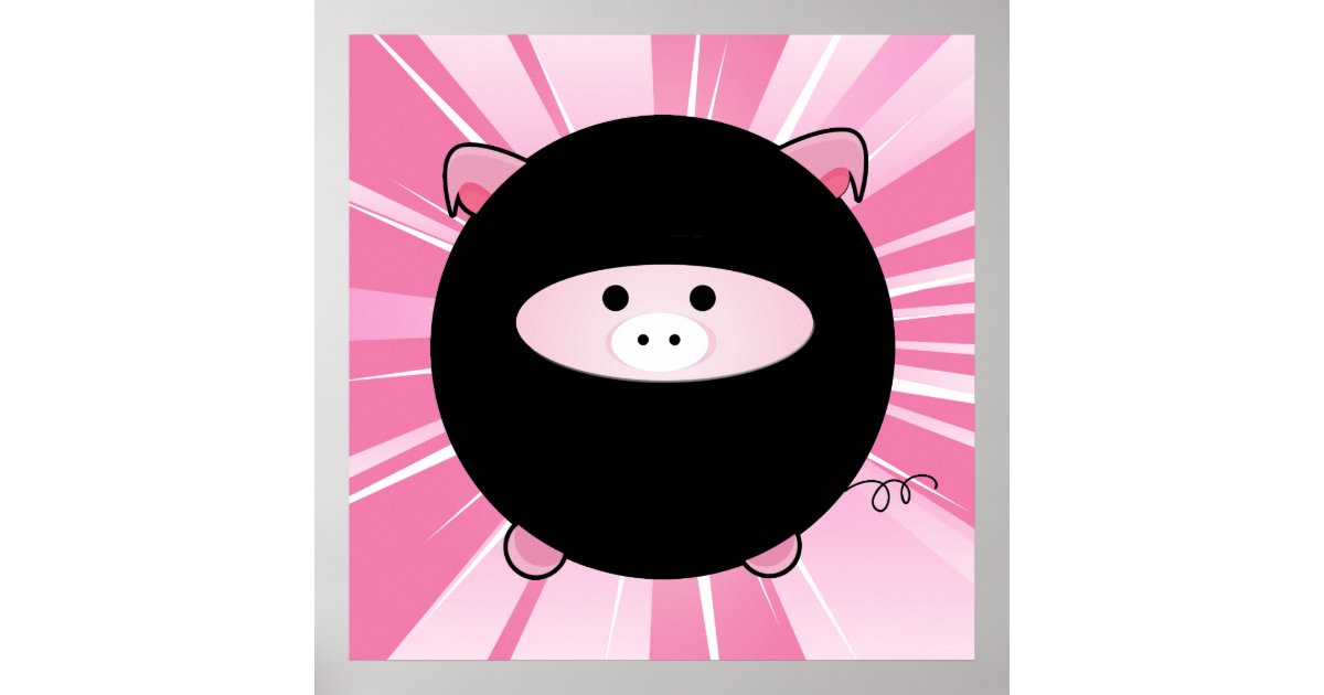 Ninja Pig on Pink Poster | Zazzle