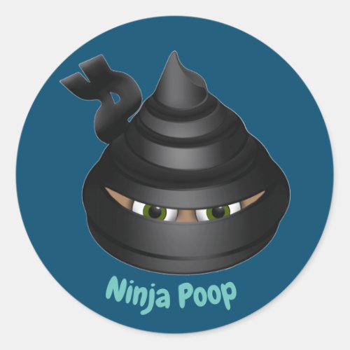 Ninja Poop Emoji Classic Round Sticker