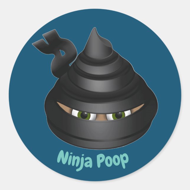 Ninja Poop Emoji Classic Round Sticker (Front)