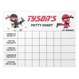 Ninja Potty Chart Personalized Name & Tasks Notepad