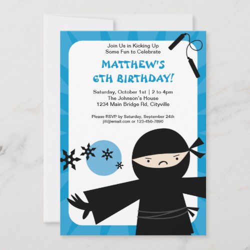 Ninja Power Blue Invitation