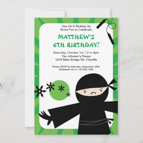 Ninja Power Green Invitation