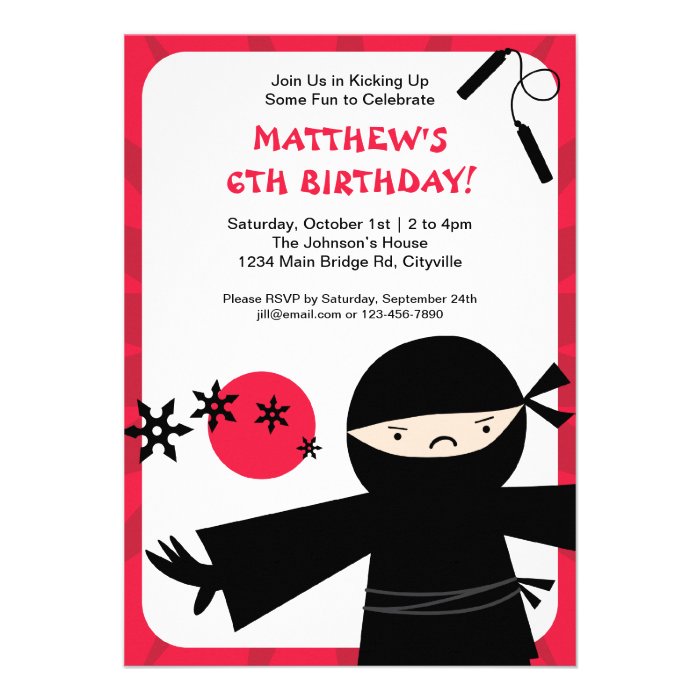 Ninja Power Red Invitation