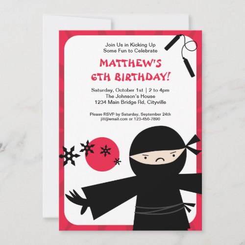 Ninja Power Red Invitation