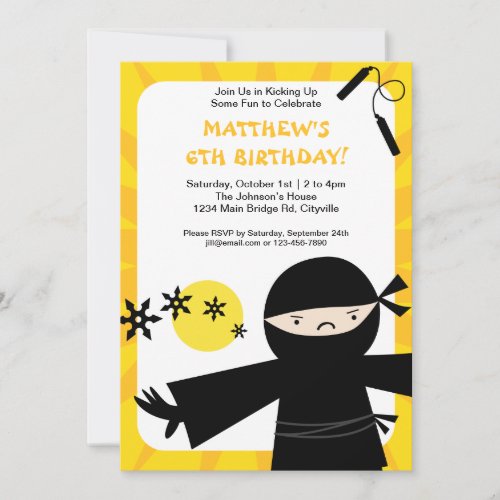 Ninja Power Yellow Invitation