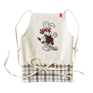 ninja rabbit cartoon zazzle HEART apron