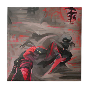 Ninja red death graphic abstract art ceramic tile