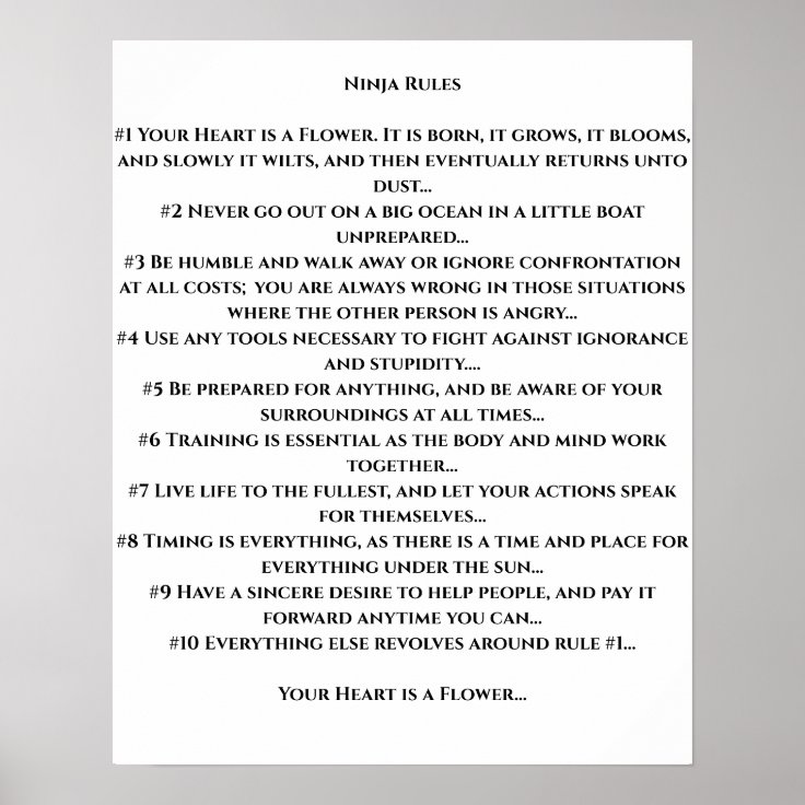 Ninja Rules Infinite Poster Zazzle