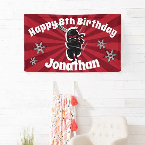 Ninja Samurai Personalized Happy Birthday Banner