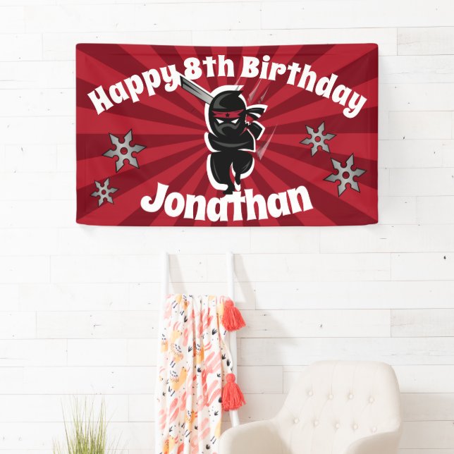 Ninja Samurai Personalized Happy Birthday Banner (Insitu)