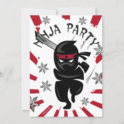 Ninja Samurai Warrior Kids Birthday Party Invites