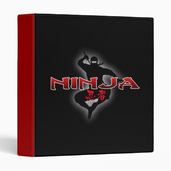 Ninja Silhouette 3 Ring Binder by Miyajiman at Zazzle