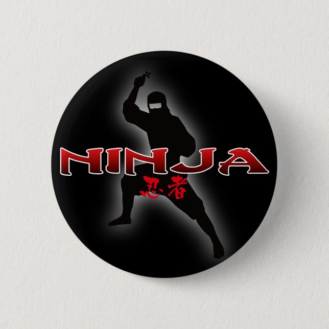 Ninja Silhouette Pinback Button (Front)