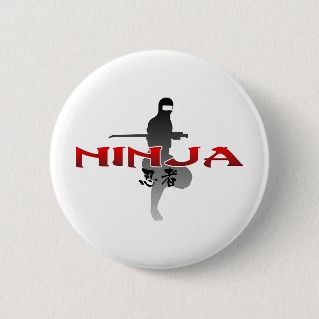 Ninja Silhouette Pinback Button (Front)