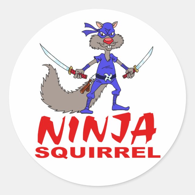 Ninja Squirrel Classic Round Sticker (Front)